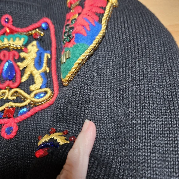 Michael Simon Beaded Black Cardigan Sweater Medium - Picture 6 of 9